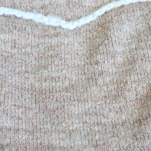 Women's Lauren Conrad Sweater Long Sleeve Heart MEDIUM Taupe Cream - Picture 13 of 13